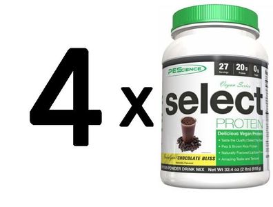 4 x PEScience Select Protein Vegan Series, Chocolate Peanut Butter - 918g