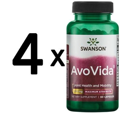 4 x AvoVida, 300mg Maximum Strength - 60 caps