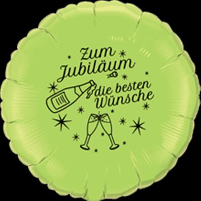 Folienballon Zum Jubiläum beste Wünsche rund grün 45 cm ungefüllt