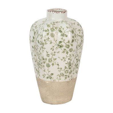 Clayre & Eef Vase Ø 21x34 cm Beige Grün Keramik (Gr. Ø 21x34 cm)