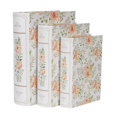 Clayre & Eef Aufbewahrungsbox 3er Set Bücher 29x24x7/25x20x6/22x16x5 cm Weiß Grün