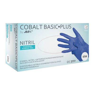 10x COBALT BASIC-PLUS, Nitril-Untersuchungshandschuh, puderfrei, kobaltblau, Gr. XL |