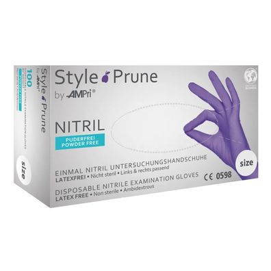 STYLE PRUNE, Nitril-Untersuchungshandschuh, puderfrei, dunkellila, Gr. L | Box (100 S