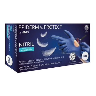 10x Epiderm Protect by MED-COMFORT, Nitril-Untersuchungshandschuh, puderfrei, metallb