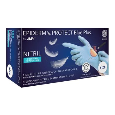 Epiderm Protect BLUE PLUS by MED-COMFORT, Nitril-Untersuchungshandschuh, puderfrei, b