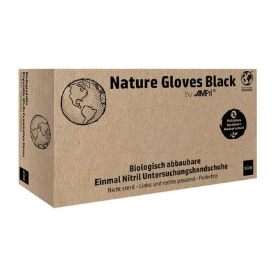 Nature Gloves Black, Nitril-Untersuchungshandschuh, puderfrei, schwarz, Gr. S | Box (