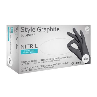 10x STYLE Graphite, Nitril-Untersuchungshandschuh, puderfrei, anthrazit, Gr. L | Box