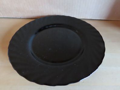 Teller Speiseteller ca. 24,5 cm Ø schwarz Glas gewellter Rand France