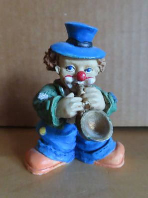 Figur Clown mit Saxophon blauer Hut grüne Jacke / ca. 9 cm H