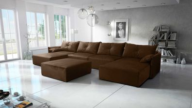 FURNIX Ecksofa in U-Form ELONE Polstercouch mit Sitzbank und Schlaffunktion VL14