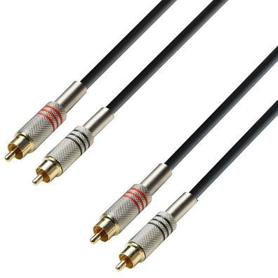 Adam Hall Cables 3 STAR TCC 0300 - Twin-Kabel 2 x Cinch auf 2 x Cinch | 3 m