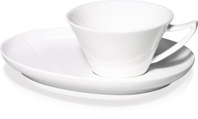 Wave Porzellantasse mit Untertasse, oval, Fine Bone China