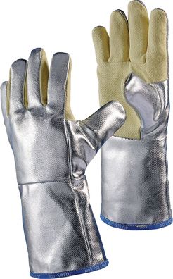 Hitzeschutzhandschuhe 5-Finger Universalgröße gelb/silber m. alumin. Preox-Aramid