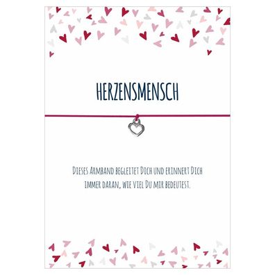 Wunscharmbänder "Herzensmensch" Herz Anhänger versilbert Armband - Glücksschmiedin