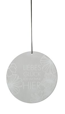 Glaspoesie Hänger "Liebes Glück ich wohne hier" Räder Design