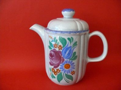 Kaffeekanne Teekanne GDR Keramik Handbemalt Floral aus DDR