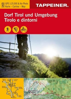 Wanderkarte Dorf Tirol und Umgebung: Cartina escursionistica Tirolo e dinto