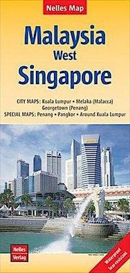 Nelles Map Landkarte Malaysia: West, Singapore: 1:1500000 /1:15000 | reiß