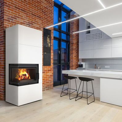 Kamineinsatz Simple Box 8 kW Ø 200 Bianco