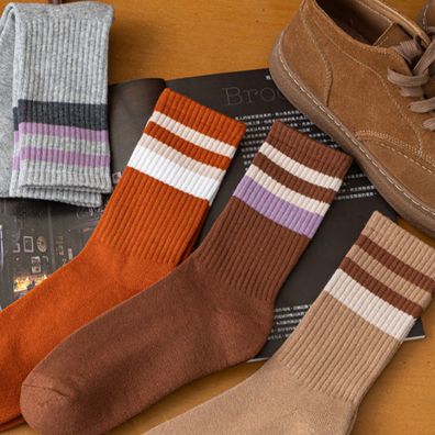 4 Paar Damen-Frottiersocken aus Baumwolle bis zur Mitte der Wade