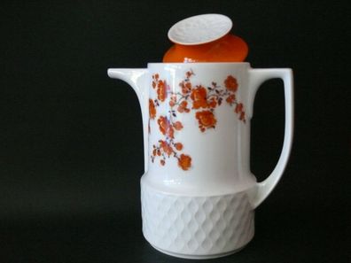 Retro Kaffeekanne Teekanne Schrinding Bavaria Porzellan Orangefarbe