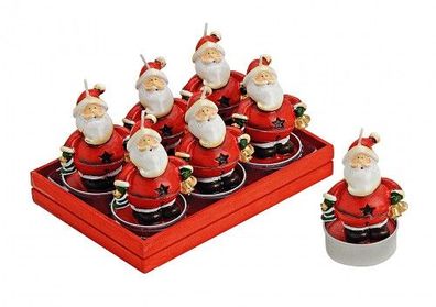 Teelicht Weihnachtsmann bunt 6er Set ca. 7 x 4 cm in Geschenkbox