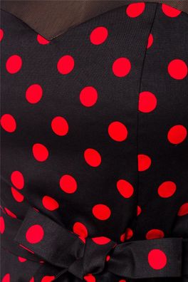 Belsira Vintage Kleid mit Dots, schwarz/rot, Größe S