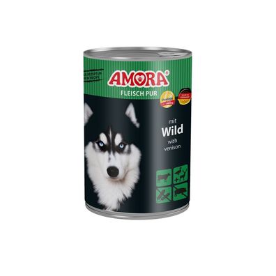 AMORA Dog Dose Fleisch Pur mit Wild 6 x 400g (9,13€/kg)