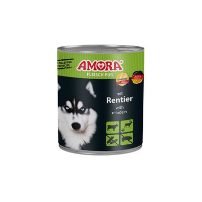 AMORA Dog Dose Fleisch Pur mit Rentier 6 x 800g (6,23€/kg)