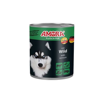 AMORA Dog Dose Fleisch Pur mit Wild 6 x 800g (6,23€/kg)