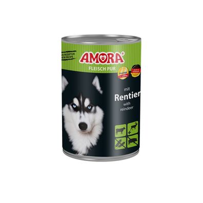 AMORA Dog Dose Fleisch Pur mit Rentier 6 x 400g (9,13€/kg)