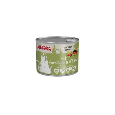 AMORA Cat Dose Fleisch pur Geflügel & Käse 6 x 200g (15,75€/kg)