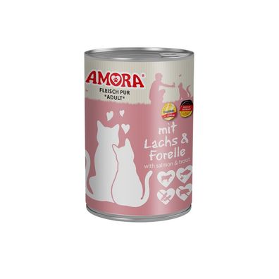 AMORA Cat Dose Fleisch Pur mit Lachs & Forelle 6 x 400g (9,13€/kg)