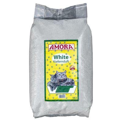 AMORA Katzenstreu White Compact mit Kiefernduft 15l (2,26€/L)