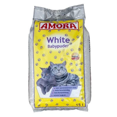 AMORA Katzenstreu White Compact mit Babypuder 2 x 15l (1,86€/L)