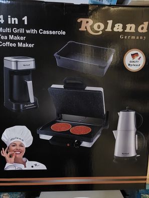 Multigrill, Kasserolle, Teekocher, Mokkamaschine 4er Set