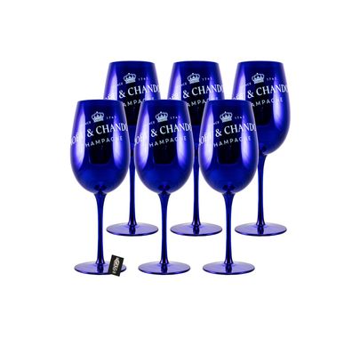 Moet & Chandon 6 x Champagne Glas 6er-Set Champagnerglas Blau nicht geeicht