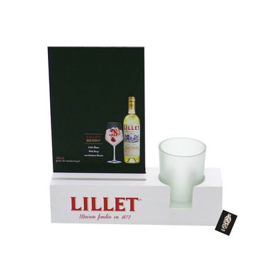 Lillet Aperitif Tischaufsteller inklusive Teelichtvase