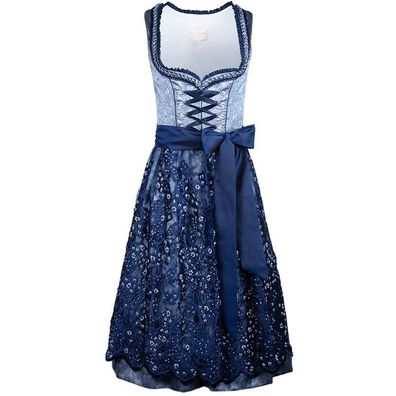 Dirndl Claudi 70er Länge blau - Größe: 38