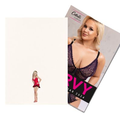 Kalender 2024 Curvy Girl – Erotikkalender inkl. stilvoller DIN A4 Mappe Red Dessou