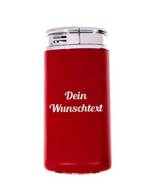 Piezo Feuerzeug rot Chrome mit Lasergravur