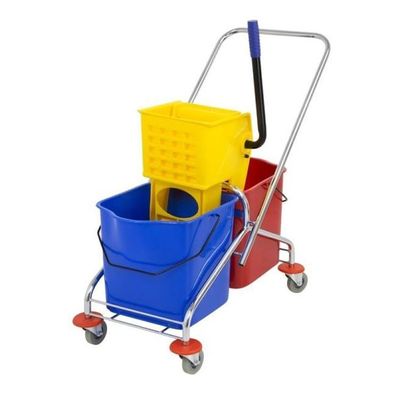 Jantex Duo-Rolleimer mit 2x 23 Liter Mopppresse und Edelstahlwagen