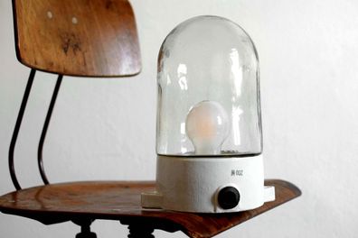 XXL Glaskolbenlampe Groß Bauhaus Hoflampe Antik Alt Keramik Lampe Fabriklampe Vintage