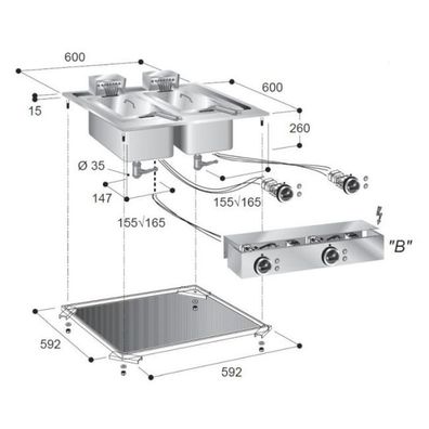 Drop-In Elektrofriteuse 2X10 L