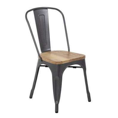 Bolero Bistro Stahlstühle Mit Holzsitz Grau (4 Stück)