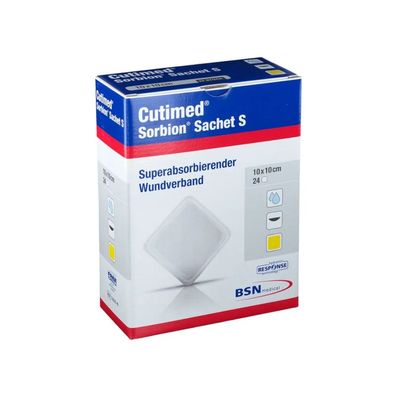 34x BSN Cutimed® Sorbion® Sachet S Wundverband 10 x 10 cm | Packung (24 Wundauflagen)