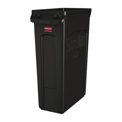 Rubbermaid Slim Jim Abfalleimer Mit Entlüftungsschlitzen Schwarz 87L