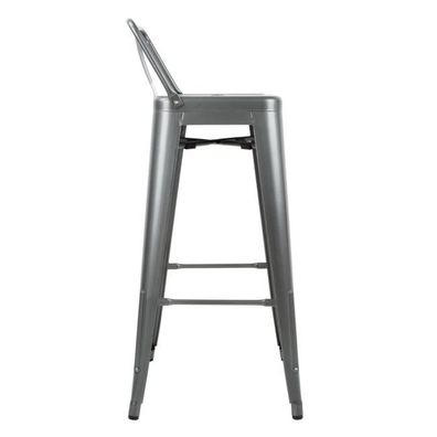 Bolero Bistro Stahlhocker Mit Rückenlehne Gun Metal Grey (4 Stück)
