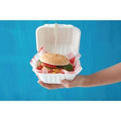 Fiesta Compostable Kompostierbare Zuckerrohr Burgerboxen 14,9Cm (500 Stück)