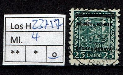 Los H23757: Böhmen & Mähren Mi. 4, gest